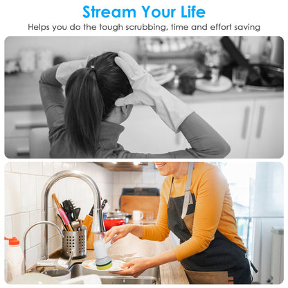 1Set Electric Handheld Spin Scrubber Cordless Cleaning Brush With 2 Rotating Speeds 3 Cleaning Brushes Rechargeable Shower Scrubber For Kitchen Dish Bathtub Sink Tile