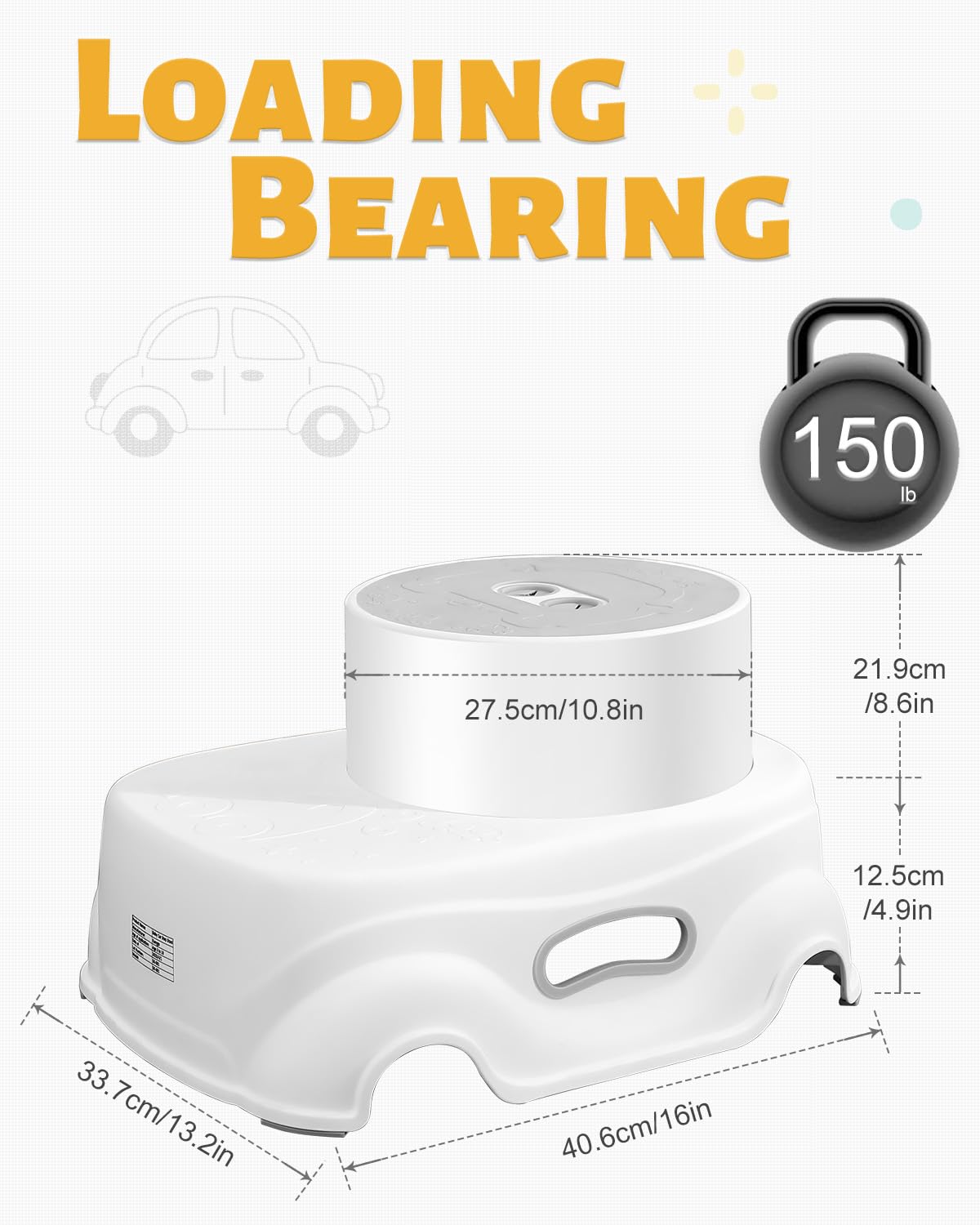 Padded 2-Step Step Stool, 2-Step Footstool - Step Stool Non-slip, Portable, Space-saving Design For Bathroom, Kitchen, Bedroom, Classroom - Easy To Clean, Sturdy And Comfortable