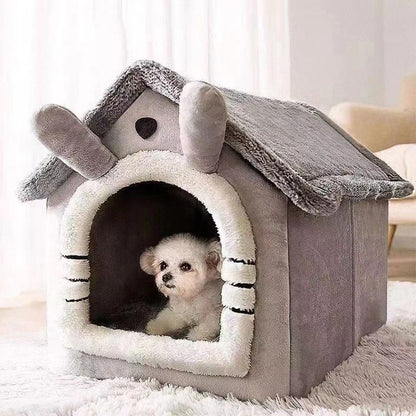 Cute Cartoon Pet House, Removable & Washable, Soft Plush Interior, for Cats & Small Dogs